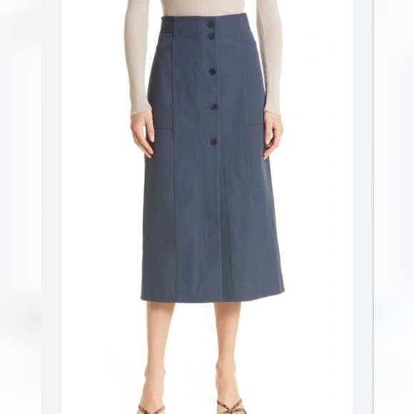 NEW MM Lafleur the Lane skirt midi gray blue better than denim stretch 8 - Picture 3 of 16